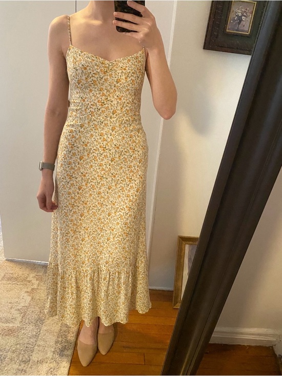 Reformation Dresses & Skirts - Reformation Yellow Floral Spaghetti-Strap Midi Dress